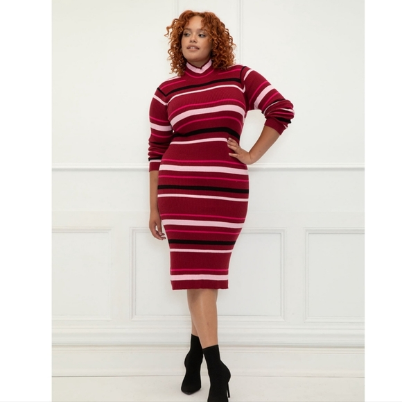 NWT ELOQUII Plus Size Ribbed Knit Midi Dress - Picture 5 of 8